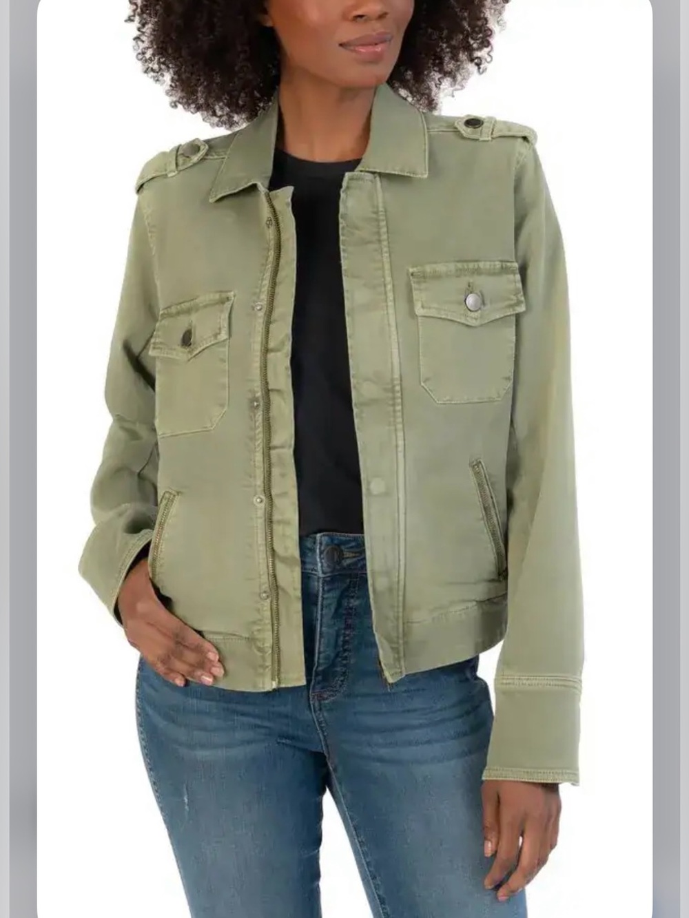 KUT from the Kloth Green Utility Jacket boxy cargo Women’s XS Military Field